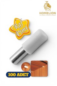 Resim HOMELION 100 ADET Beyaz Plastik Başlı Dolap Raf Pimi | Ayarlanabilir Raf Taşıyıcı | Mobilya Raf Destek Pimi 