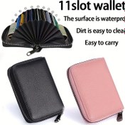 Resim 1 adet Siyah Renkli Fermuar Kapatmalı, Büyük Kapasiteli, Taşınabilir, Polyester Astarlı, Kolay Temizlenebilir, Kredi Kartları, İş Kartları, Kimlik Belgeleri ve Değişim için İdeal, Kredi Kartı Depolama | Günlük Tarz | Fermuar Kapatmalı Kart Tutucu Cüzdan 