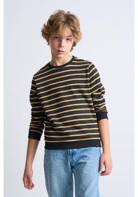 Resim Alexandergardi Alexandergardı Çizgili Bisiklet Yaka Çocuk Sweatshirt Antrasit 