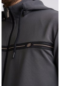 Resim Shooter Sportswear Shooter Klasik Erkek Eşofman Takımı Çıkartılabilir Kapüşonlu Rahat Kalıp Füme 