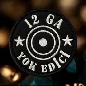 Resim Ex Patch Siyah Zemin 12 Ga Kalibre Fişek Arkası Peçi Patch 8 Cm 