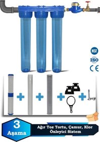 Resim Atlantis Daire Bina Girişi 20 İnch 3 Aşama Su Arıtma Yumuşatma Cihazı(TOZ TORTU,KOKU ÖNLEYİCİ SET) 