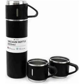 Resim Ceylan Adam Termos Paslanmaz Çelik Termos Siyah Renk 3 Bardaklı Termos Seti Çok Renkli 