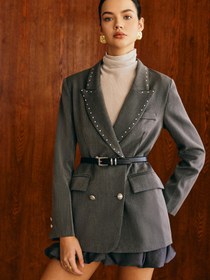 Resim Riveted Classic Blazer Ceket - Gri / XL 