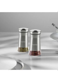 Resim Nehir İdil 2'li Cam Silindir Tuzluk ve Biberlik Takımı 