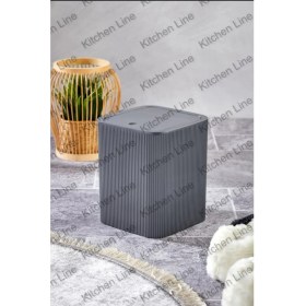 Resim PremiumPort Çizgi Model Kare Dönen Plastik Kapaklı 4l Çöp Kovası, Banyo ve Mutfak Için 