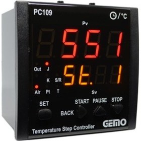 Resim Gemo Pc109-230vac-r ,96x96mm 110v..220vac Pt100/tc Kontak-2a2k Adım Isı Kontrol 