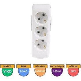 Resim Viko Multi-let 3'lü Grup Priz Topraklı Çocuk Korumalı Klemensli Beyaz - 90113300 