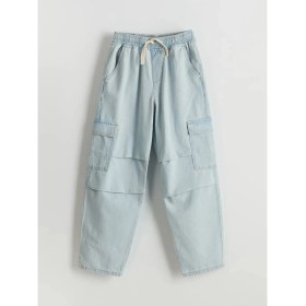 Resim LC Waikiki Lcw Kids Indigo Beli Lastikli Erkek Çocuk Kargo Jean Pantolon 