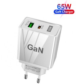 Resim TeknoExpress 65w Gan1 Pro Yüksek Hızlı 1xtype C 1xusb Girişli Şarj Cihazı Adaptör Telefon Tablet Uyumlu -siyah 