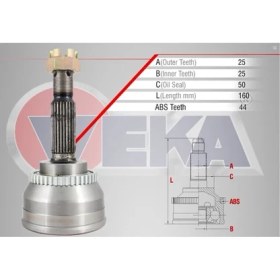 Resim Veka Aks Kafası Sol Sağ Ön Dış Hyundai Matrix Fc 1.5 Crdı Absli 44 Dış 25X25X50 Uzunluk 160Mm 2001 2010 