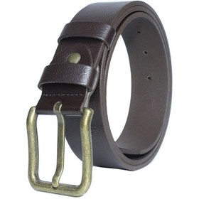 Resim Livze Hakiki Manda Derisi Antik Sarı Tokalı Erkek Kemeri 4cm Kahverengi 