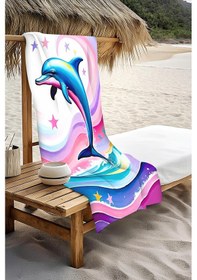 Resim Dijital Baskı Plaj Deniz Havlusu Yunus Balığı Desenli Peştamal Hvl0119 Renkli 