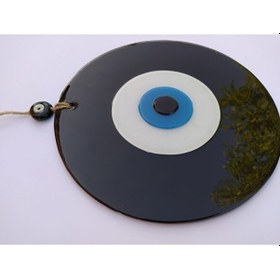 Resim Siyah El Yapımı Büyük Cam Nazar Boncuğu 25 Cm 