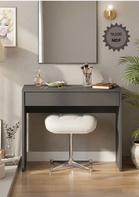 Resim Mdf Arya Novella Bölmeli Organizer Çekmeceli Makyaj Masası -antrasit 