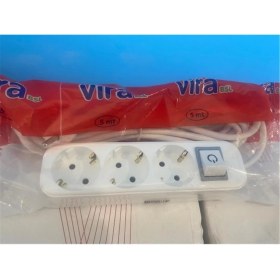 Resim Vira 3lü 5mt Anahtarlı Topraklı Priz 