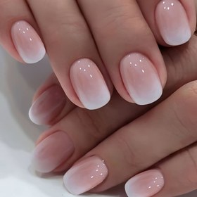 Resim 24 Adet Pembe Gradyan Basınçlı Tırnaklar - Kadınlar için Kısa Kare Parlak Sahte Tırnaklar, Yumuşak Pembe'den Beyaza Ombre Tasarım, Sevgililer Günü, Düğünler ve Özel Günler için Kolay Uygulanabilir Yeniden Kullanılabilir Yapay Tırnaklar, Tırnak Sanatı için Tırnaklar, Düz Yüzey, Tırnak Tutkunları 