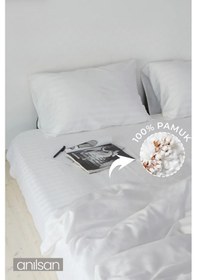 Resim Çizgili Çift Kişilik Lastikli Çarşaf %100 Pamuk,83 Tel 