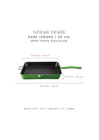 Resim Voeux 30 Cm Kare Izgara Tava - Yeşil 