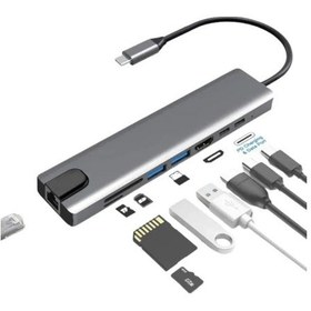 Resim Comse 8 İn 1 4k Type C Usb 3.0 Hub Hdmı Rj45 Sdtf Adaptörü 