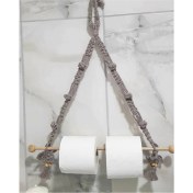 Resim Seran Design Trade - Dekoratif El Örme Ahşap Tutacaklı Tuvalet Kağıdı ve Havlu Tutacağı 40X44 cm Füme 