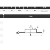 Resim YAVUZSAN 13402 Fren Diski Ön Fiesta VI 08- 258×23×63,5 4 Bijon 