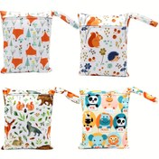Resim ASENAPPY Sevimli Hayvan Baskılı Islak Çanta - Dayanıklı Polyester, Canlı Karikatür Tasarımı ile Tilki, Sinek, Ayı ve Panda, Noel Hediyeleri için Mükemmel, Noel Hediye Çantası | Eğlenceli Hayvan Tasarımı | Dayanıklı Kumaş, Noel Hediyeleri 