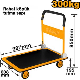 Resim Ingco HPHT13002 300Kg Katlanabilir Paket Taşıma Arabası/El Arabası 