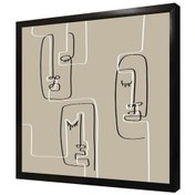 Resim Siyah Krem Line Art Çerçeveli Mdf Tablo-173866 