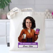 Resim Instagramcı Anne Karikatürlü Bez Çanta 