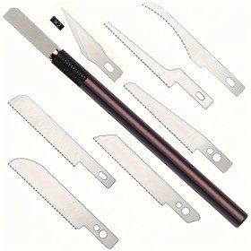 Resim 14+ Yaş Mini El Testeresi Model Araçlar Seti - Değiştirilebilir Bıçaklı Çok Fonksiyonlu Metal El Sanatları Bıçağı Tıraş Seti, Paslanmaz Çelik, Hobi ve Başlangıçlar İçin İdeal, El Sanatları Seti|Dayanıklı El Sanatları Araçları|Paslanmaz Çelik Bıçaklar, El Sanatları Malzemeleri 