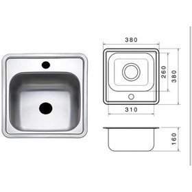 Resim Kare Evye Paslanmaz Delikli Tekne ve Karavan Evyesi 