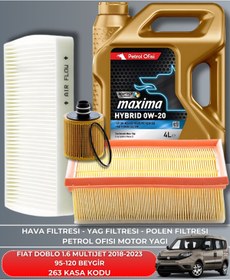 Resim Petrol Ofisi FIAT DOBLO 1.6 MULTIJET 2018-2023 95-120 BEYGİR +NETEX 0W20 4LT YAĞ C5 ONAYLI UYUMLU 