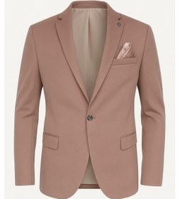 Resim Vizon Erkek Blazer Ceket Esnek Comfort Kumaş, İtalyan Kesim, Tek Düğmeli Slim Fit Şık Model Vizon 