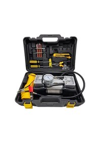 Resim Aem Araç Lastik Hava Kompresörü Çift Pistonlu Tamir Kitli Plastik Çantalı 12 Volt Kopya 