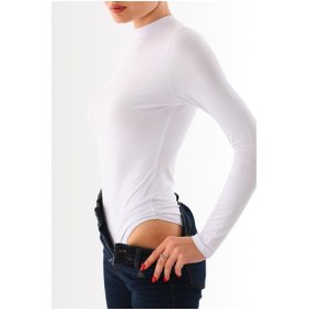Resim Kadın Viskon Boğazlı Kopçalı Zıbın Body 2'li Set Siyah-beyaz Siyah - Beyaz 