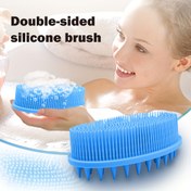 Resim 2'si 1 Arada Çok Fonksiyonlu Silikon Banyo Fırçası, Banyo Aracı, Saç Yıkama Fırçası, Banyo Fırçası, Baş Masajı ve Kaşıntı Fırçası, Vücut Temizliği Çift Taraflı Banyo Fırçası, Derin Temizlik ve Ölü Deri Giderme 
