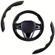 Resim Chuangyinshop Karbon Fiber Direksiyon Kılıfı Siyah 14.96inch Ergonomik Kavrama Siyah 