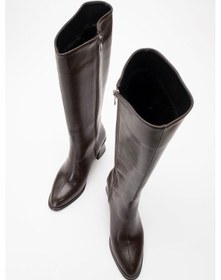 Resim Luvi Shoes Paradis Kahverengi Cilt Kadın Kalın Topuklu Çizme Kahverengi Deri 