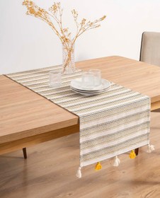 Resim Ruffle Püsküllü Pamuklu Ham Keten Runner 50x130 cm 