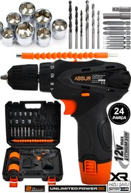 Resim Assur 12V Çift Akülü Vidalama Şarjlı Matkap 