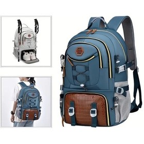 Resim Honeybeeshop Mavi Unisex Geniş Kapasiteli Çanta 15 İnç Laptop Bölmeli Ayakkabılık İç Şapkalı Diğer 