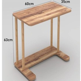 Resim Laptop Sehpası Ham Ahşap Ayaklı Ahşap Tabla Demonte C-sehpa Yan Koltuk Servis Sehpası 35x60 - Kahverengi Kahverengi 