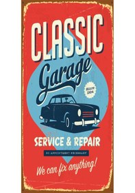Resim classic garage (10 CM X 20 CM) mini retro ahşap poster 