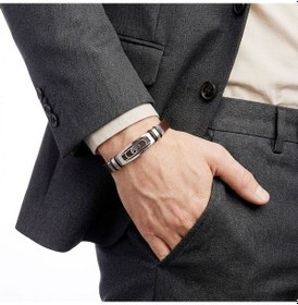 Resim Premium Hayat Ağacı Motifli Kordonlu Erkek Deri Ve Çelik Bileklik 31834b23dd2 - 23 Cm Siyah - Gümüş 