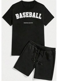 Resim Unisex Baseball Baskılı Şort Takım Siyah 