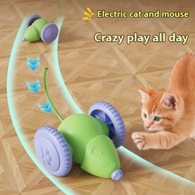 Resim Elektrikli Kedi-Özenti Fare Oyuncak. Dönebilir, Isırma Dayanıklı ve Kedilerin Kendi Başlarına Eğlenmeleri ve Sıkılmalarını Gidermek için Bir Oyuncak. Ayrıca, Bir Ailedeki Çoklu Kediler Arasında Etkileşimli Oyun için Uygun. 