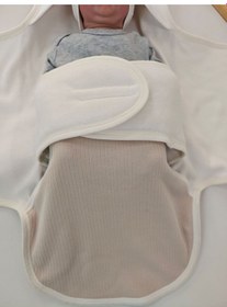 Resim %100 Pamuklu Bebek Kundak Battaniyesi Uyku Tulumu Kız/erkek 0-9 Ay Ortopedik Nakış Detaylı Bej 