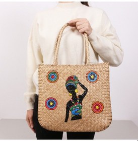 Resim Mylamp Fancy Rattan El Boyaması Çanta 36x35x56 Cm MIX 