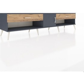 Resim Hyperion Tv Ünitesi Tek Raflı 2 Çekmeceli Tek Kapaklı 220x44x51 Antrasit-antrasit/çam Antrasıt/atlas Çam - Antrasıt 